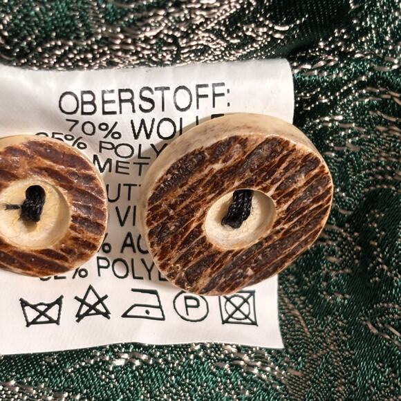 Vintage 90s K&K Kaiserjäger Gray Wool Blazer Green Velvet Trim Trachten Jacket - Picture 12 of 13